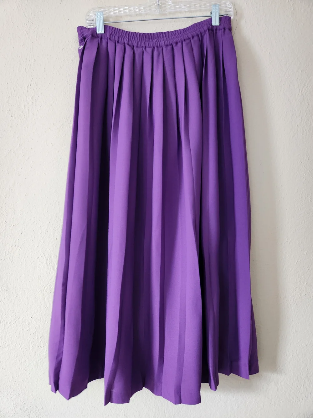 80s deadstock ESPRIT pleated skirt, Midi length, medium, purple, polyester